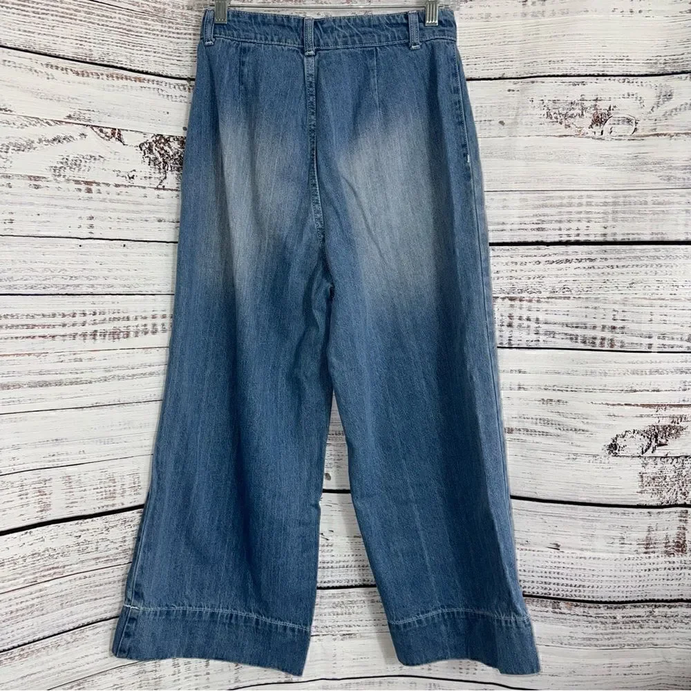 Salt + Soul jeans Womens Size Small High Rise Wide slouchy Leg Blue Cropped Boho